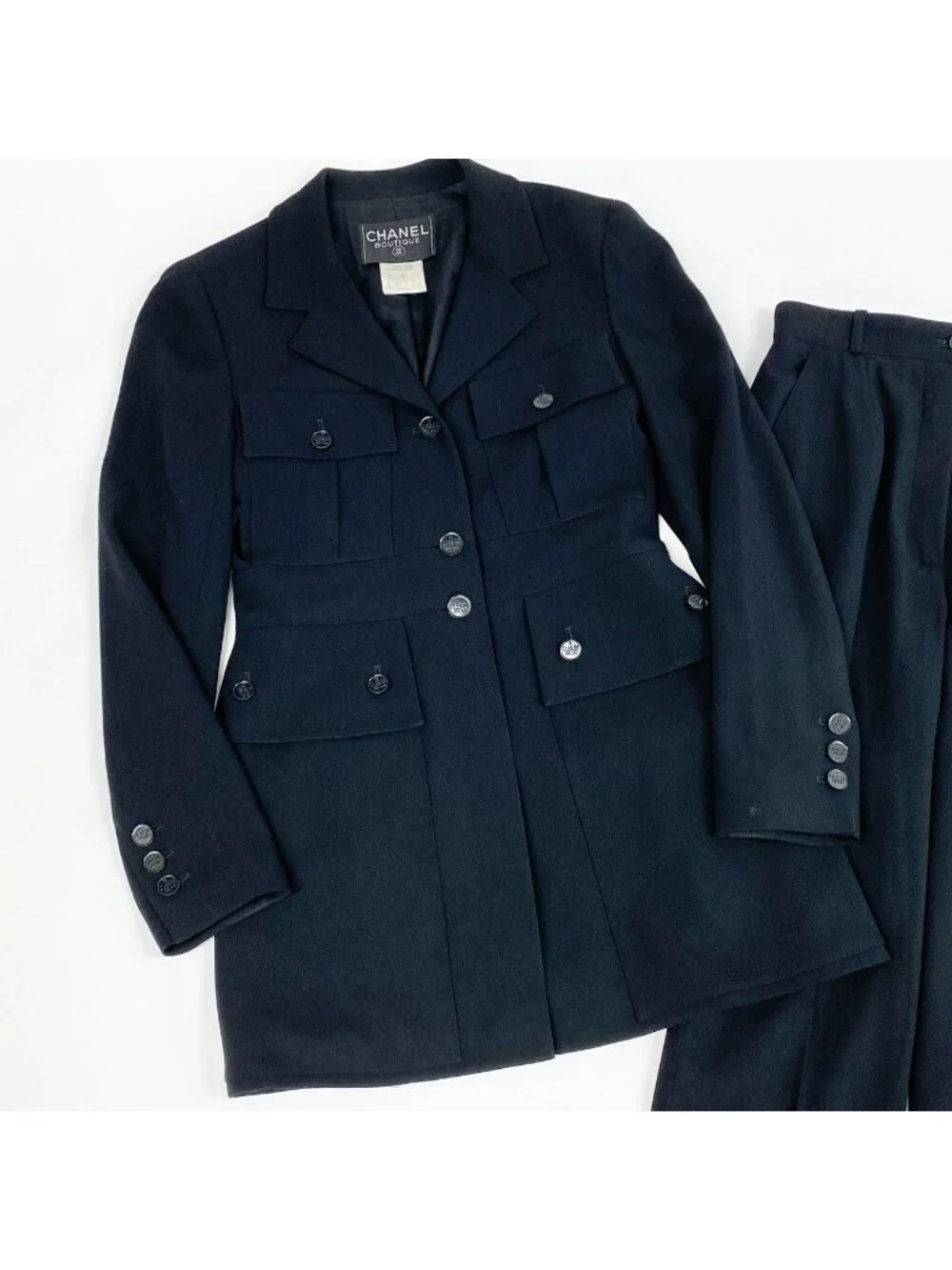 Chanel Style Up Jacket Pants Set 36 Black